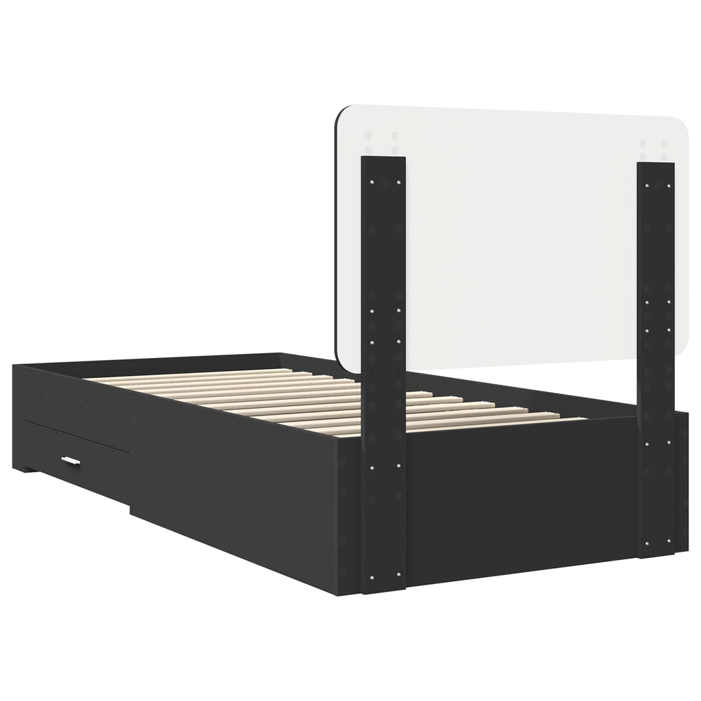 vidaXL Ramka łóżka Czarny 75 x 190 cm Materiał drewnopochodny