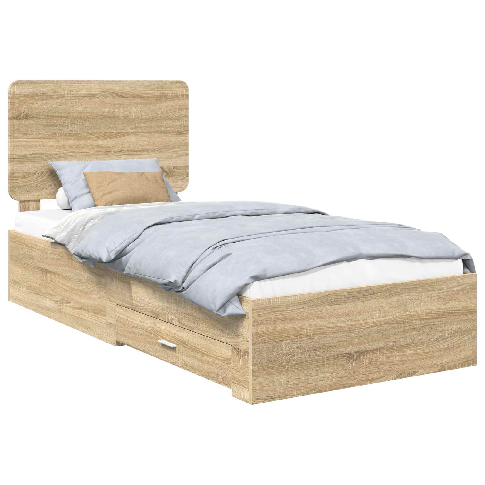 vidaXL Ramka łóżka Dąb Sonoma 75 x 190 cm Materiał drewnopochodny