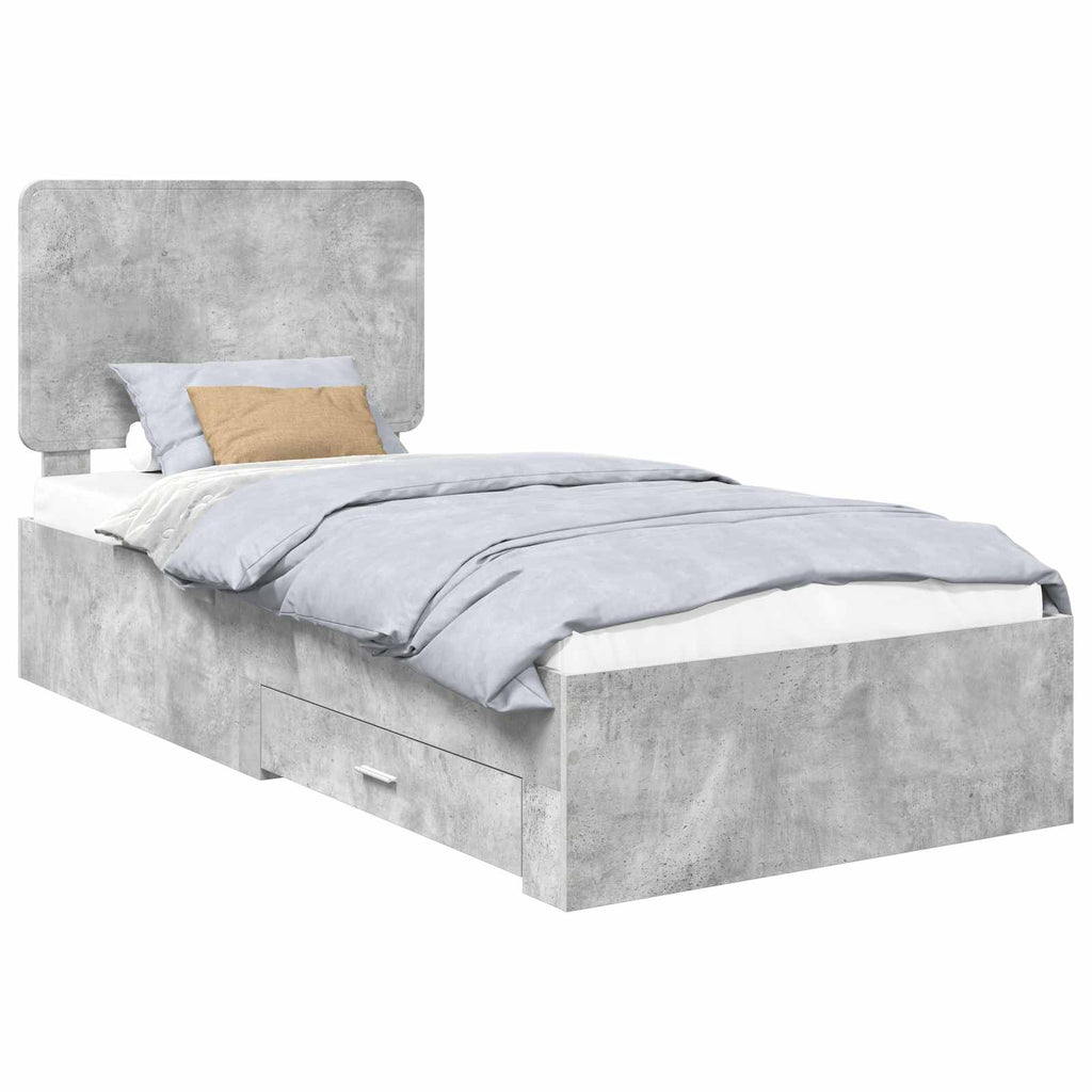 vidaXL Ramka łóżka Betonowy szary 70 x 190 cm Materiał drewnopochodny