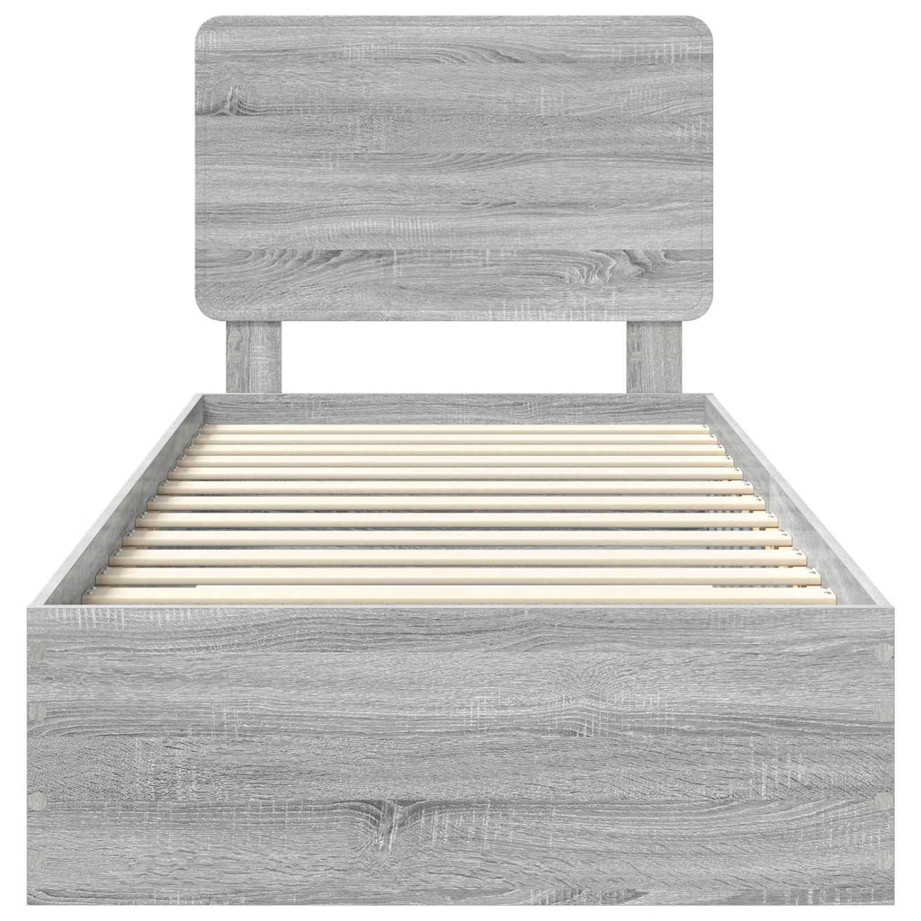 vidaXL Ramka łóżka Szary Sonoma 75 x 190 cm Materiał drewnopochodny
