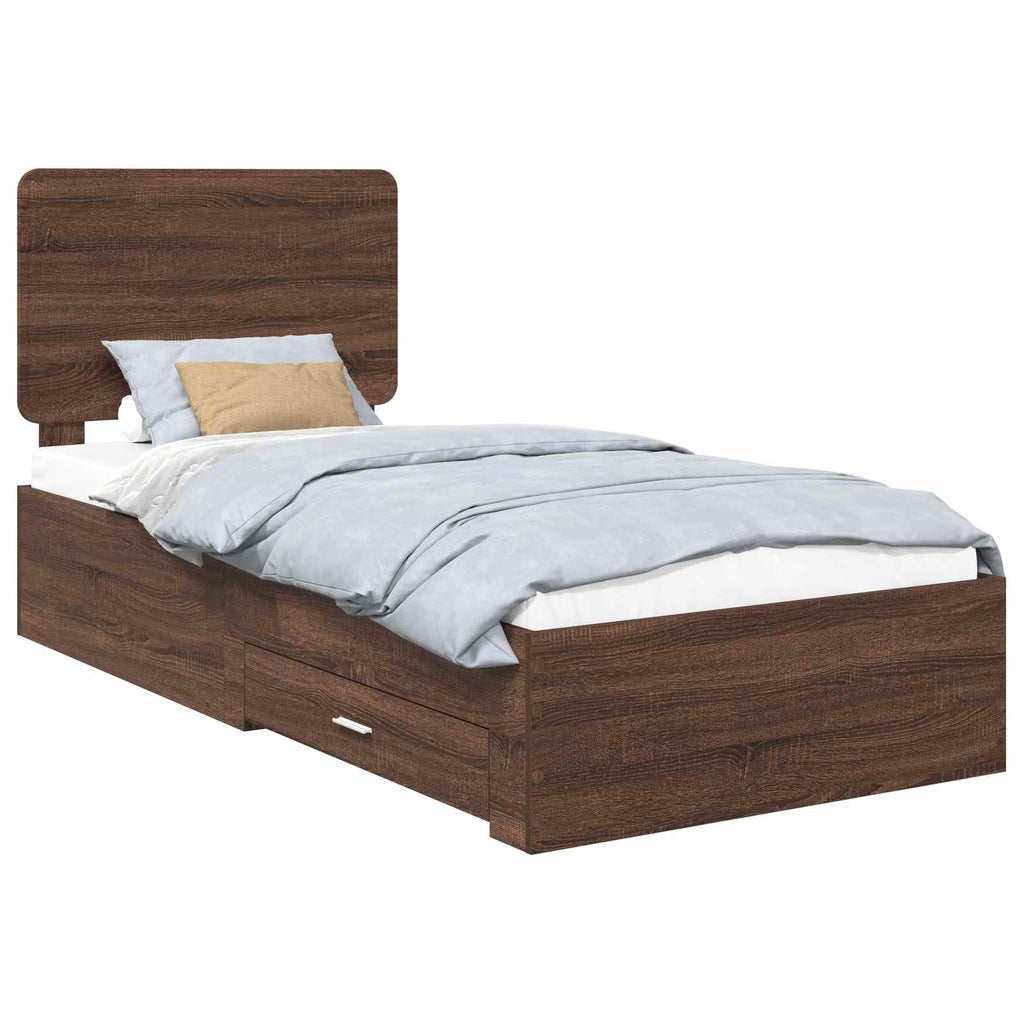 vidaXL Ramka łóżka Brązowy dąb 75 x 190 cm Materiał drewnopochodny