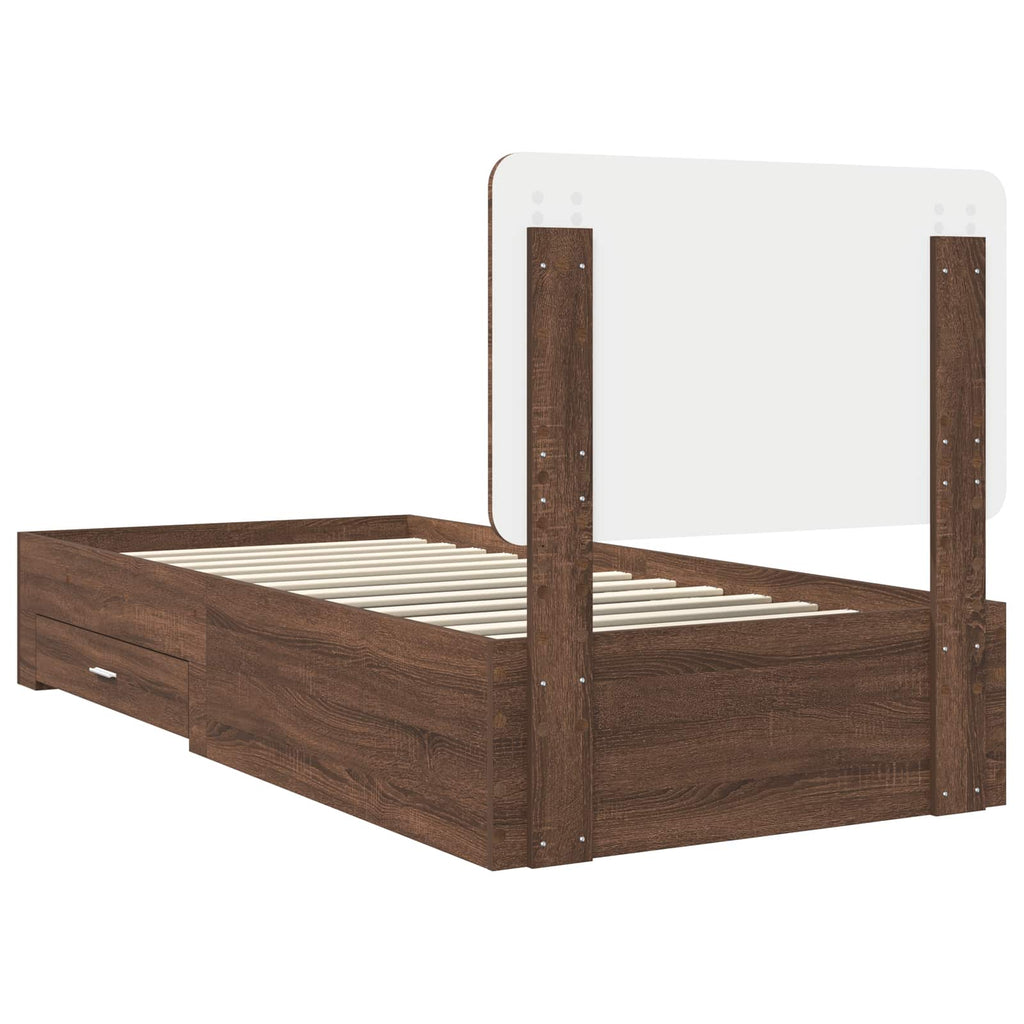 vidaXL Ramka łóżka Brązowy dąb 75 x 190 cm Materiał drewnopochodny