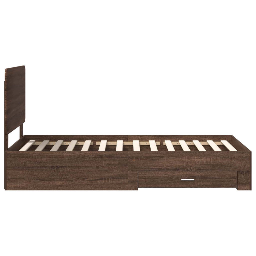 vidaXL Ramka łóżka Brązowy dąb 75 x 190 cm Materiał drewnopochodny