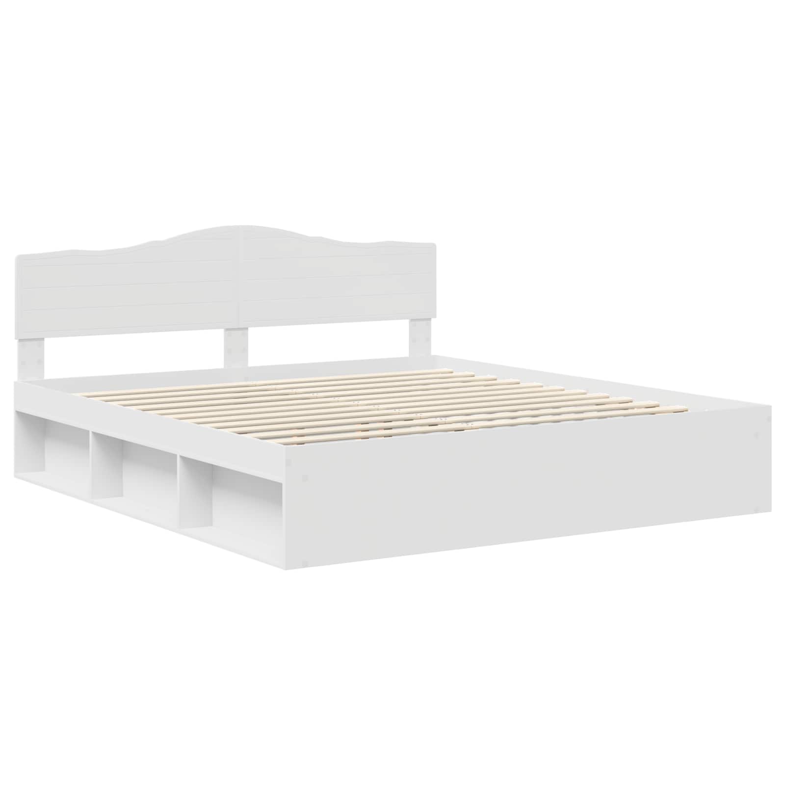 vidaXL Ramka łóżka Z zagłówkiem Biały 200 x 200 cm Lite drewno sosnowe
