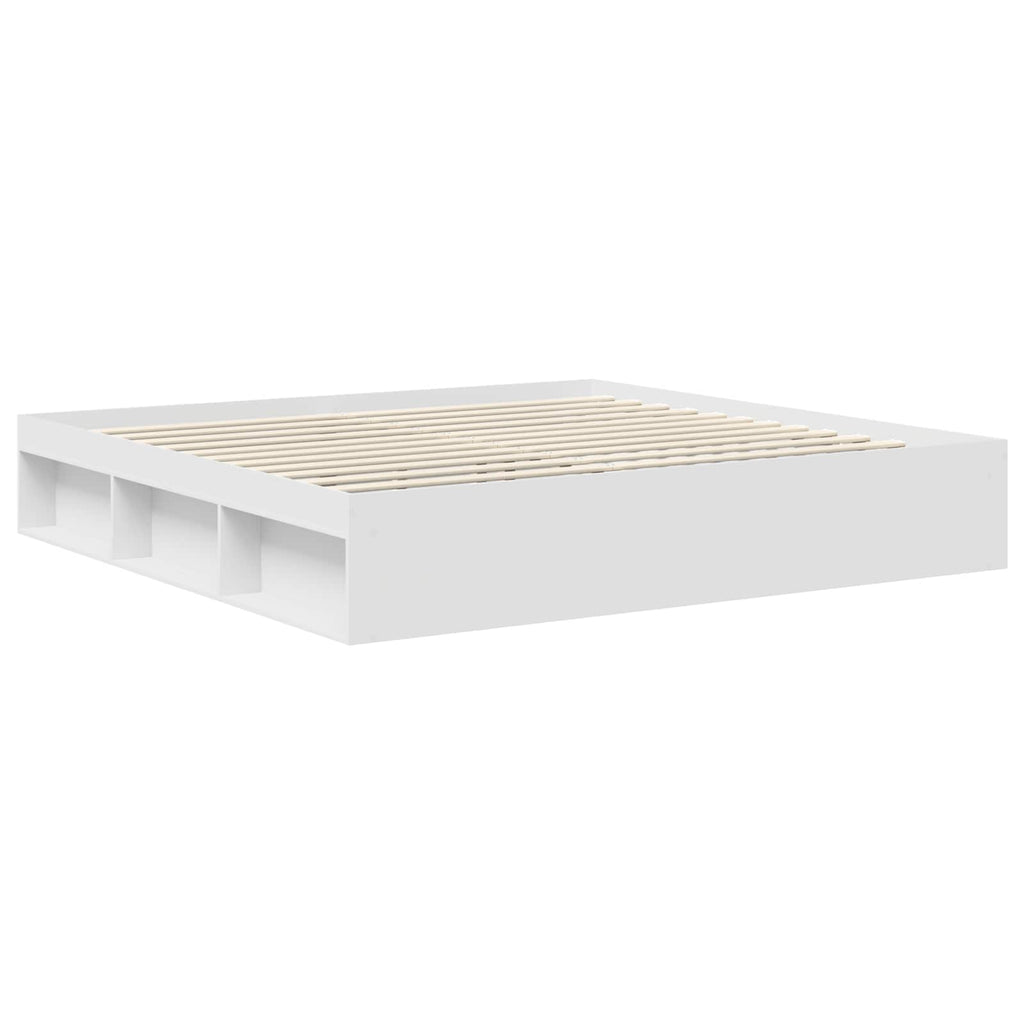 vidaXL Ramka łóżka Z zagłówkiem Biały 200 x 200 cm Lite drewno sosnowe