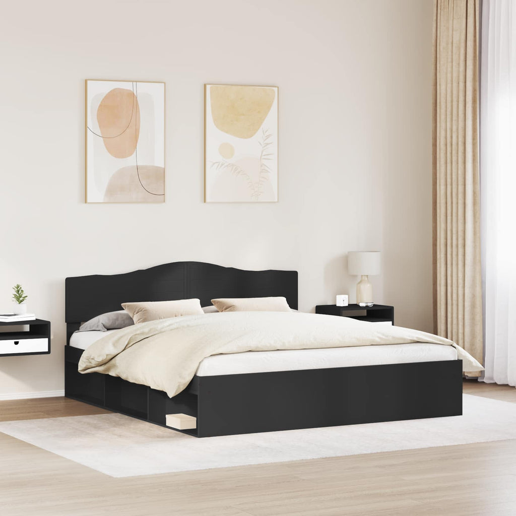vidaXL Ramka łóżka Czarny 200 x 200 cm Lite drewno sosnowe