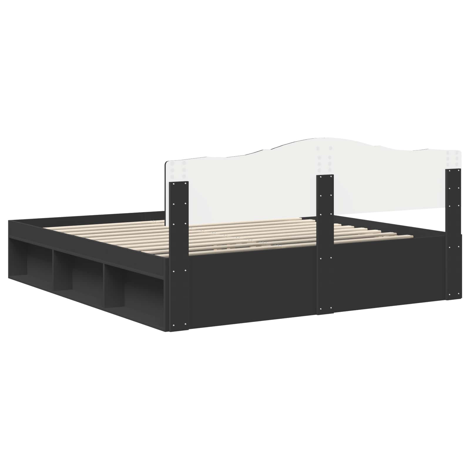 vidaXL Ramka łóżka Czarny 200 x 200 cm Lite drewno sosnowe