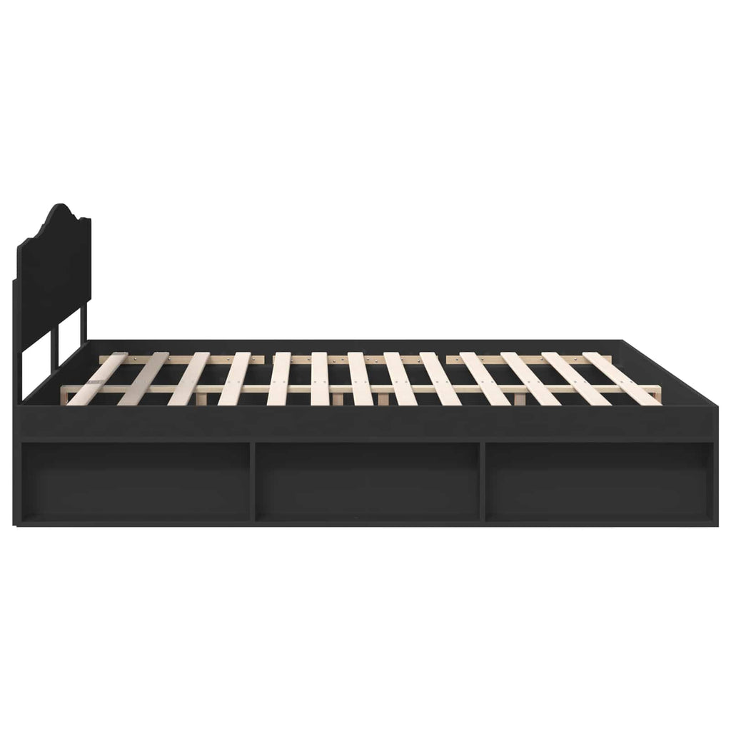 vidaXL Ramka łóżka Czarny 200 x 200 cm Lite drewno sosnowe