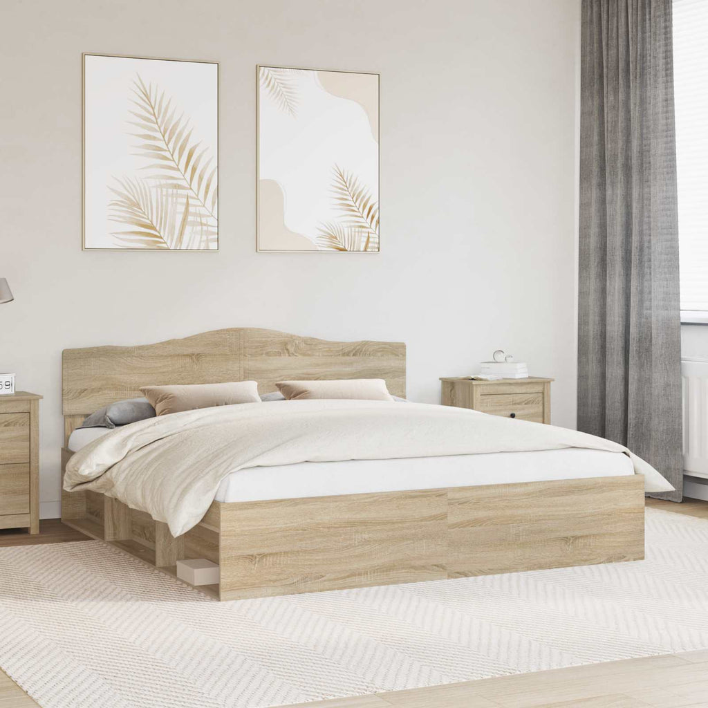 vidaXL Ramka łóżka Sonoma 200 x 200 cm Lite drewno sosnowe