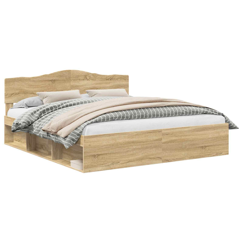vidaXL Ramka łóżka Sonoma 200 x 200 cm Lite drewno sosnowe