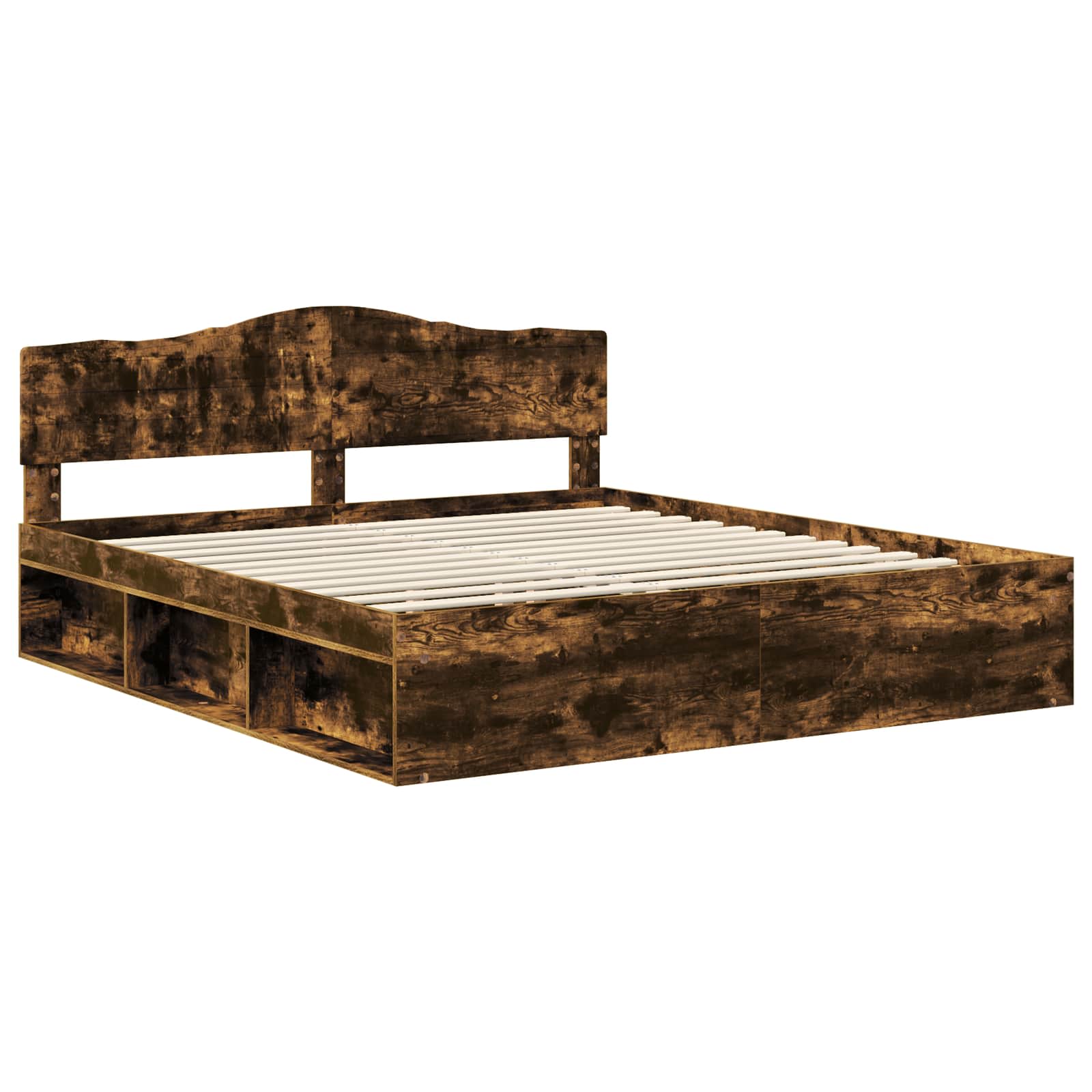 vidaXL Ramka łóżka Dąb wędzony 200 x 200 cm Lite drewno sosnowe