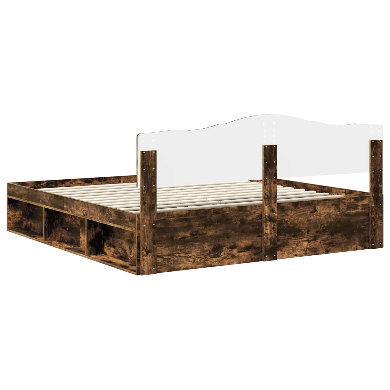vidaXL Ramka łóżka Dąb wędzony 200 x 200 cm Lite drewno sosnowe
