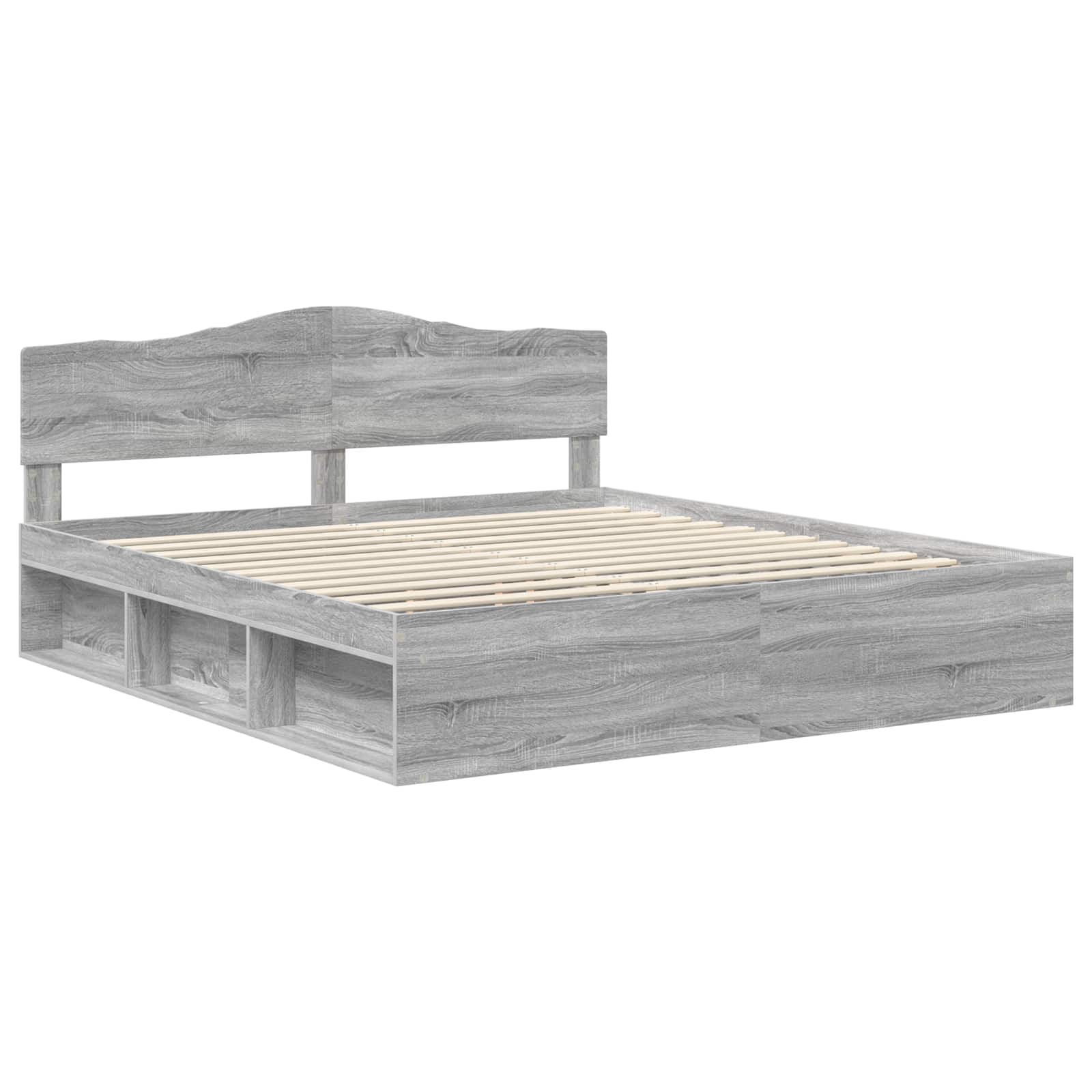 vidaXL Ramka łóżka Szary Sonoma 200 x 200 cm Lite drewno sosnowe