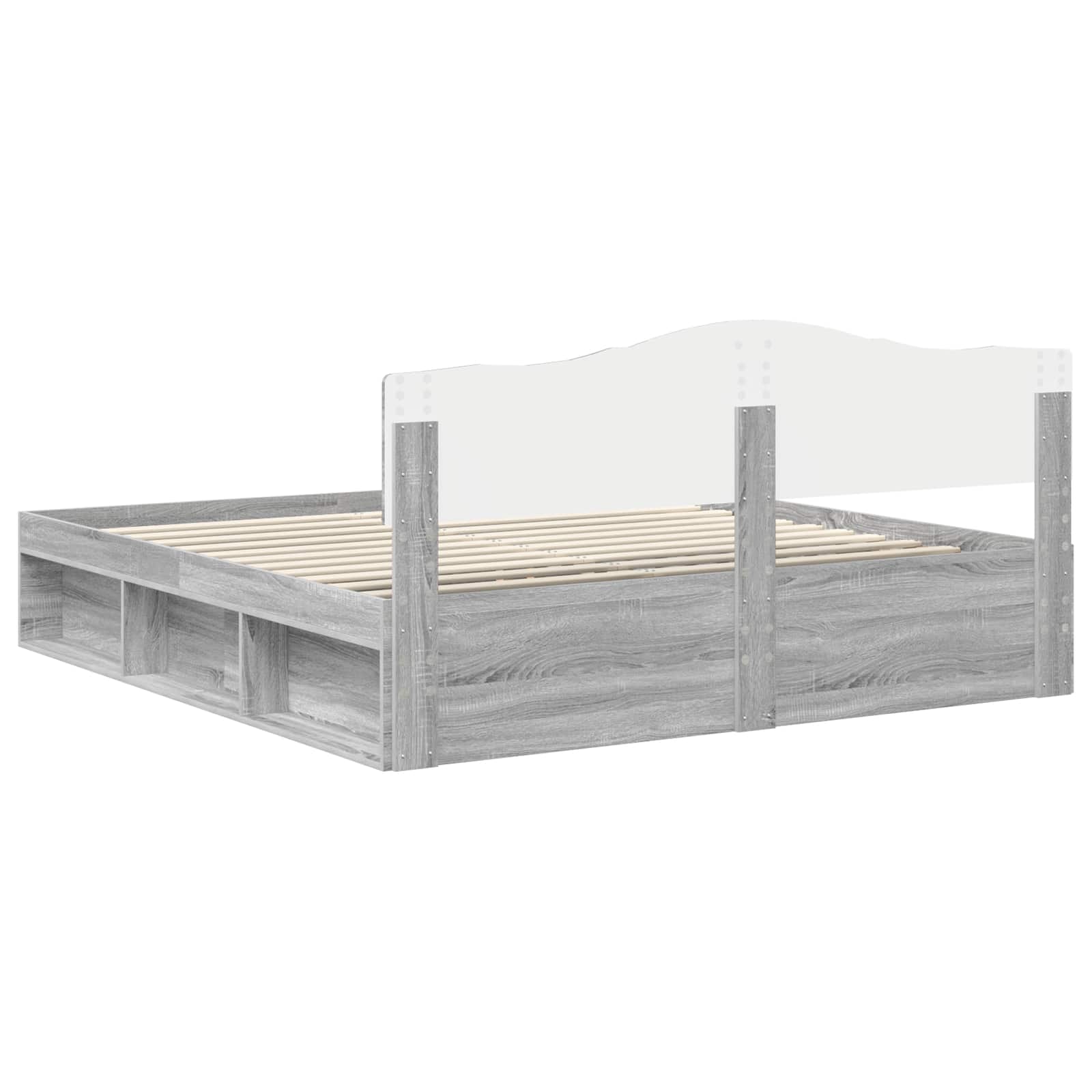 vidaXL Ramka łóżka Szary Sonoma 200 x 200 cm Lite drewno sosnowe