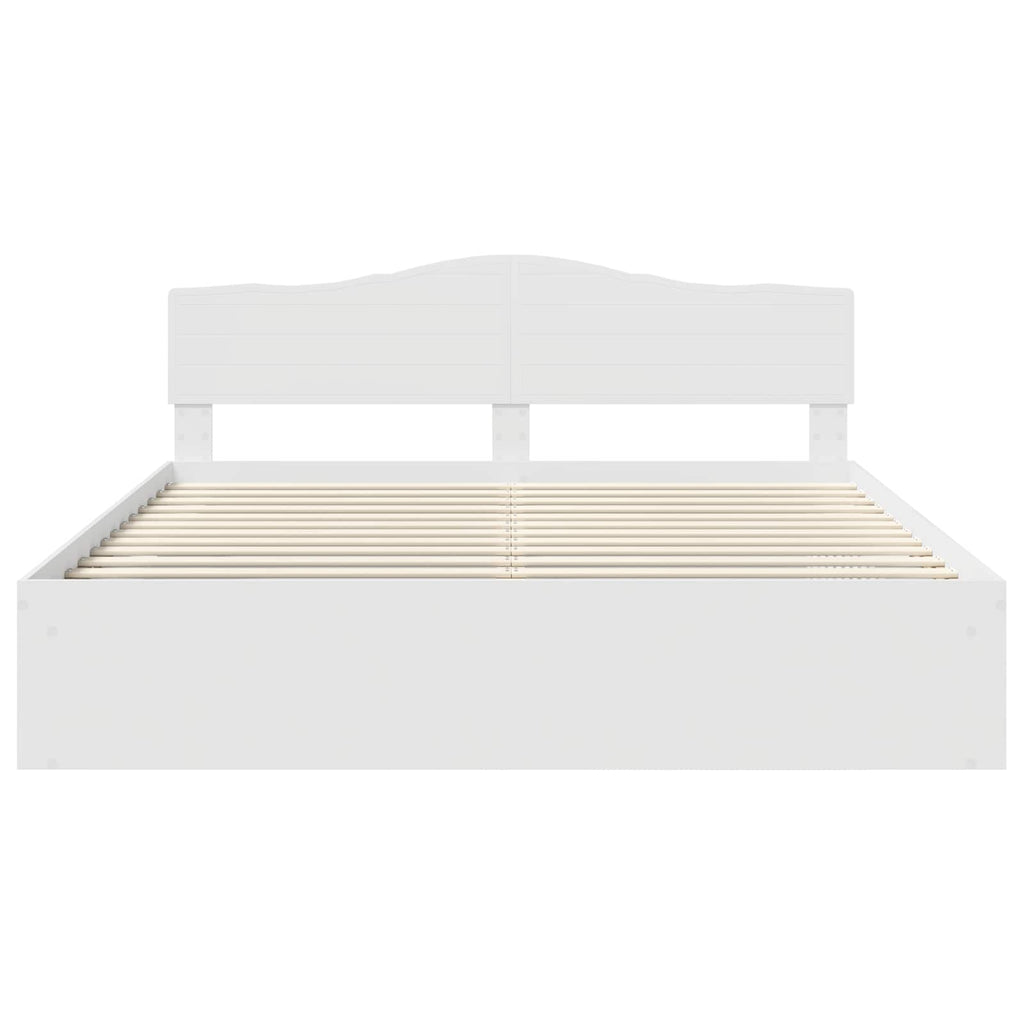 vidaXL Ramka łóżka Z zagłówkiem Biały 180 x 200 cm Lite drewno sosnowe