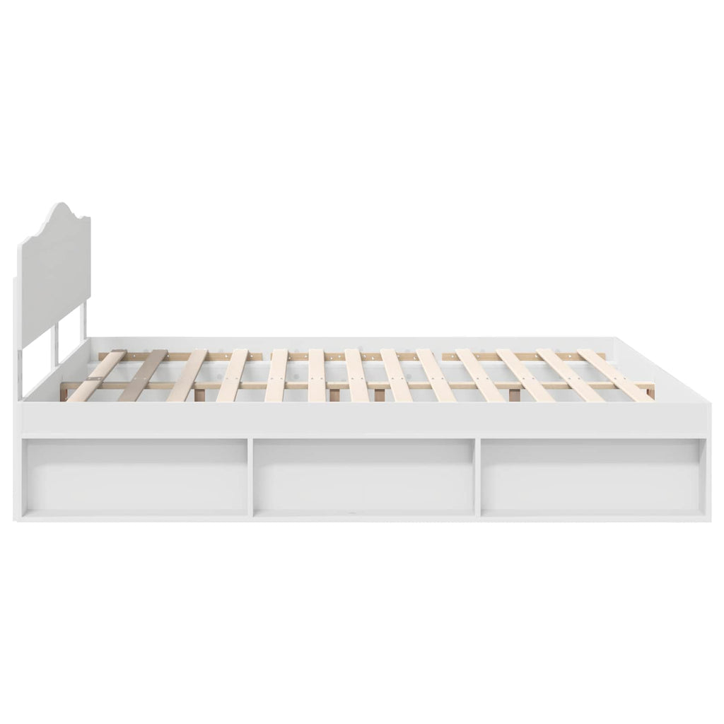 vidaXL Ramka łóżka Z zagłówkiem Biały 180 x 200 cm Lite drewno sosnowe
