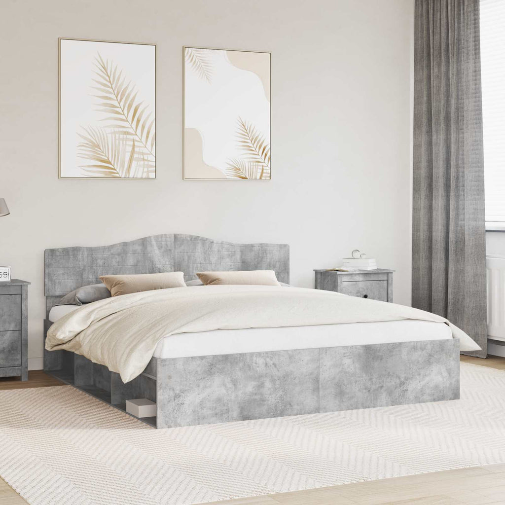 vidaXL Ramka łóżka Betonowy 180 x 200 cm Lite drewno sosnowe