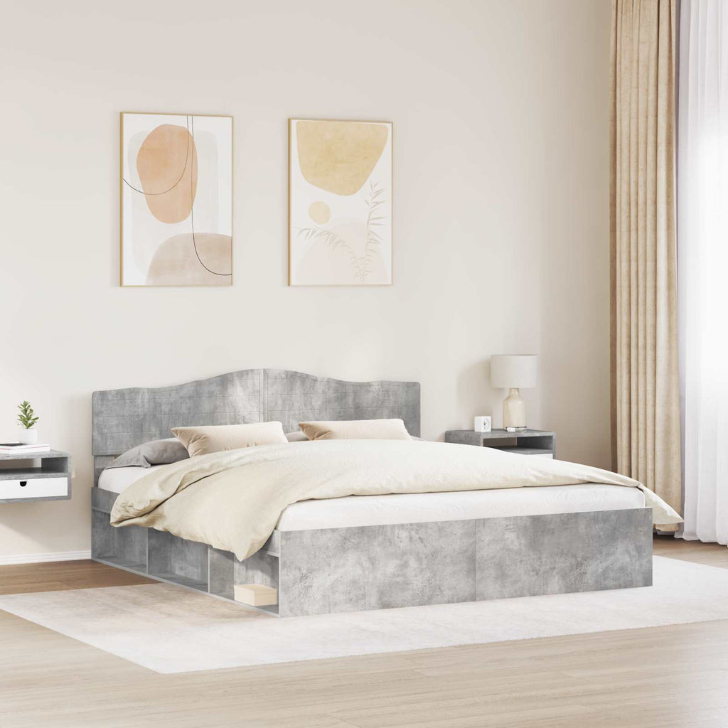 vidaXL Ramka łóżka Betonowy 180 x 200 cm Lite drewno sosnowe
