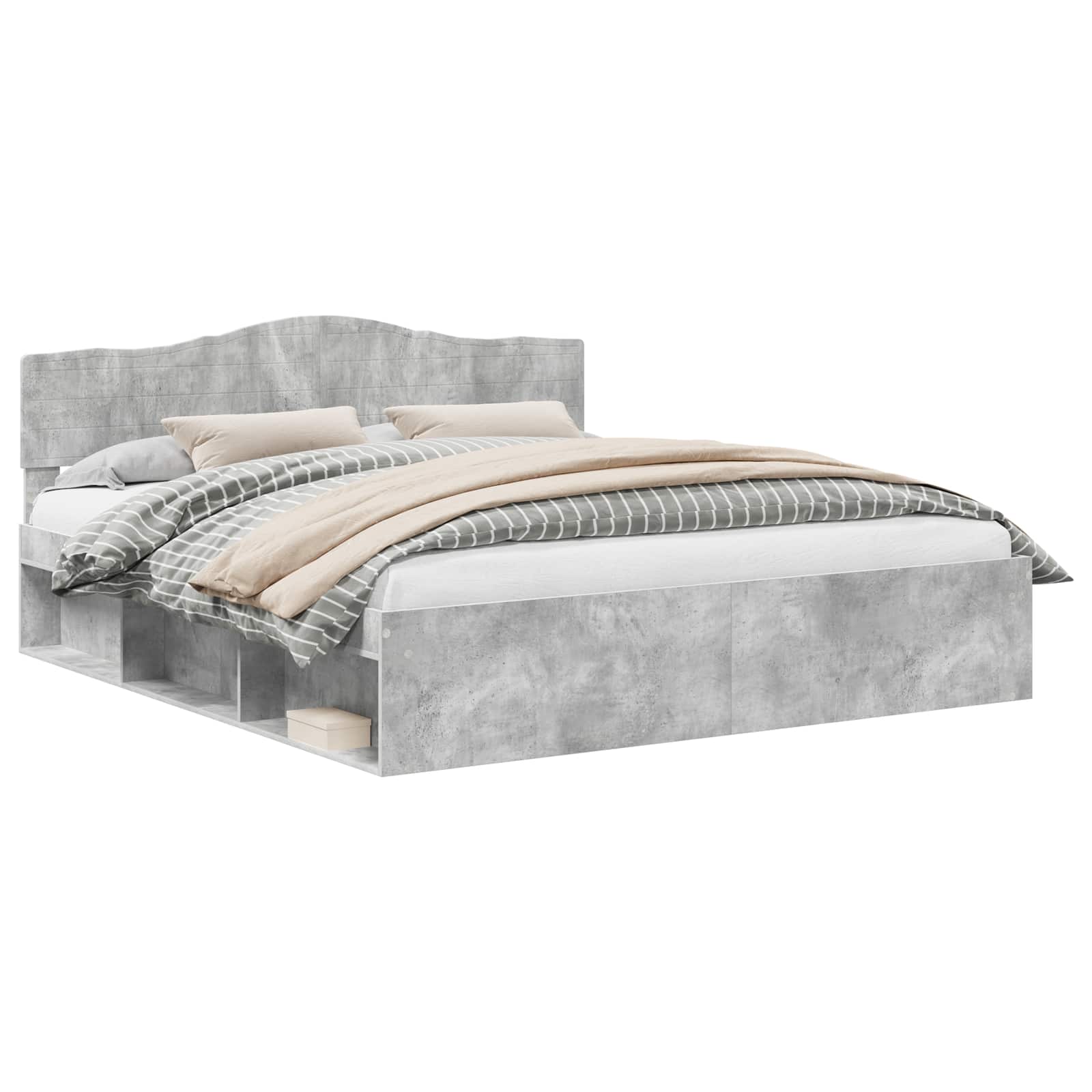 vidaXL Ramka łóżka Betonowy 180 x 200 cm Lite drewno sosnowe