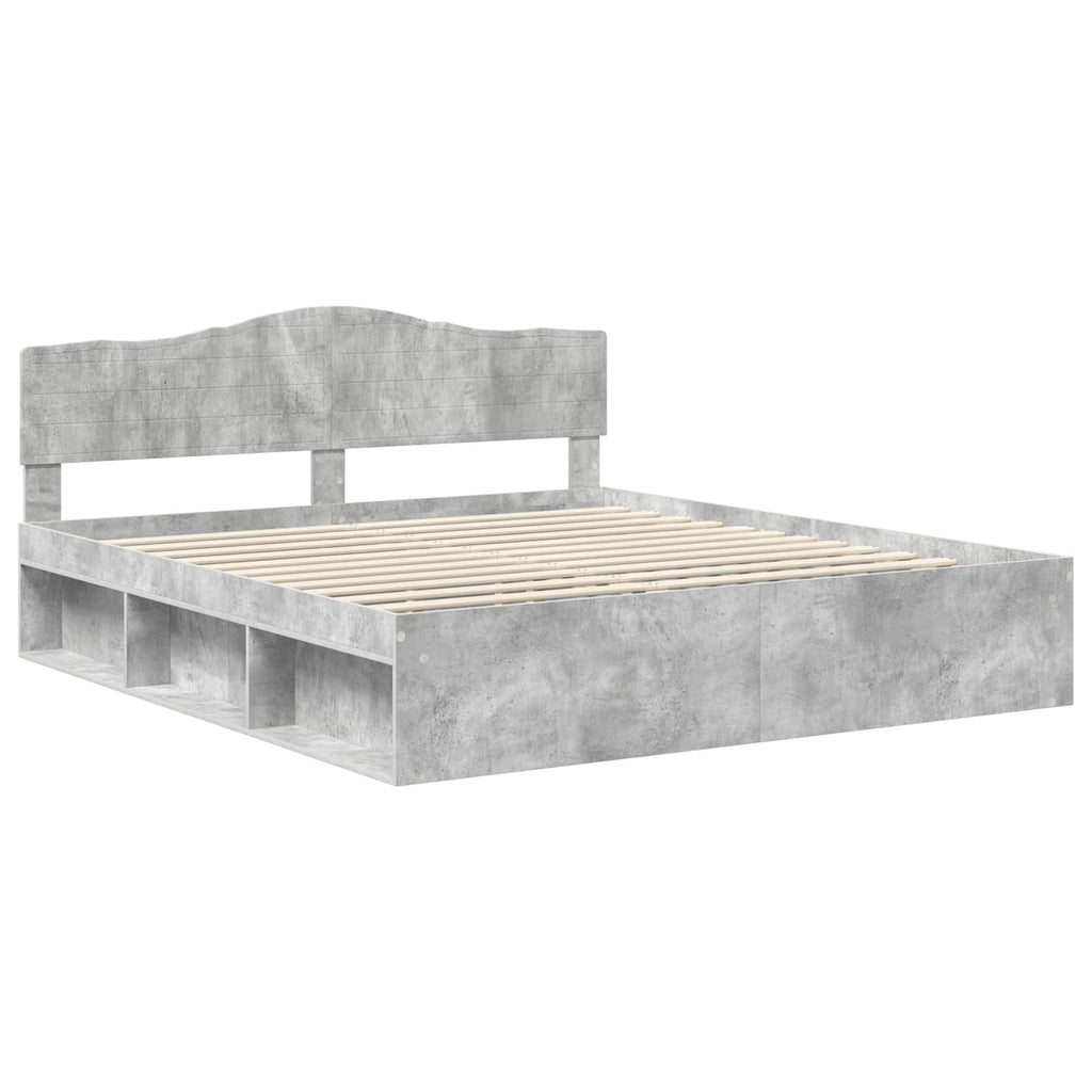 vidaXL Ramka łóżka Betonowy 180 x 200 cm Lite drewno sosnowe