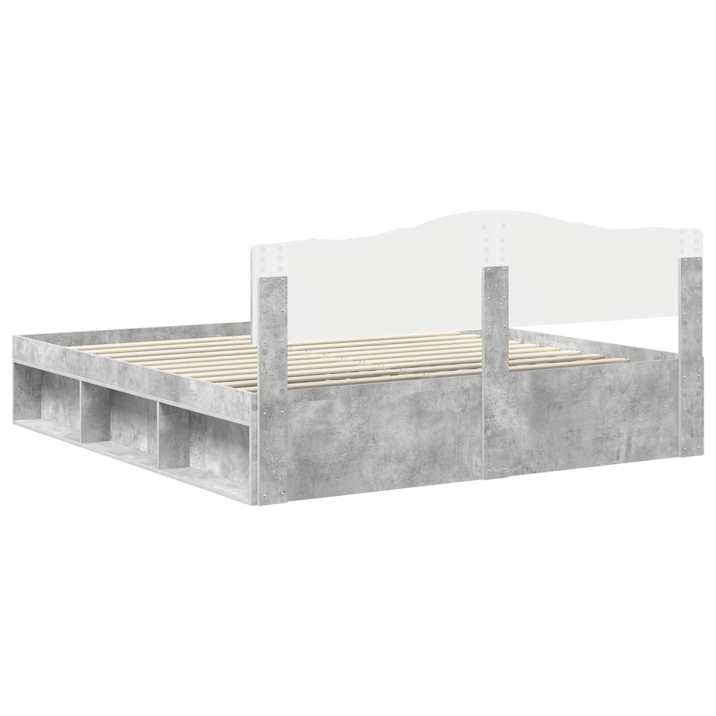 vidaXL Ramka łóżka Betonowy 180 x 200 cm Lite drewno sosnowe