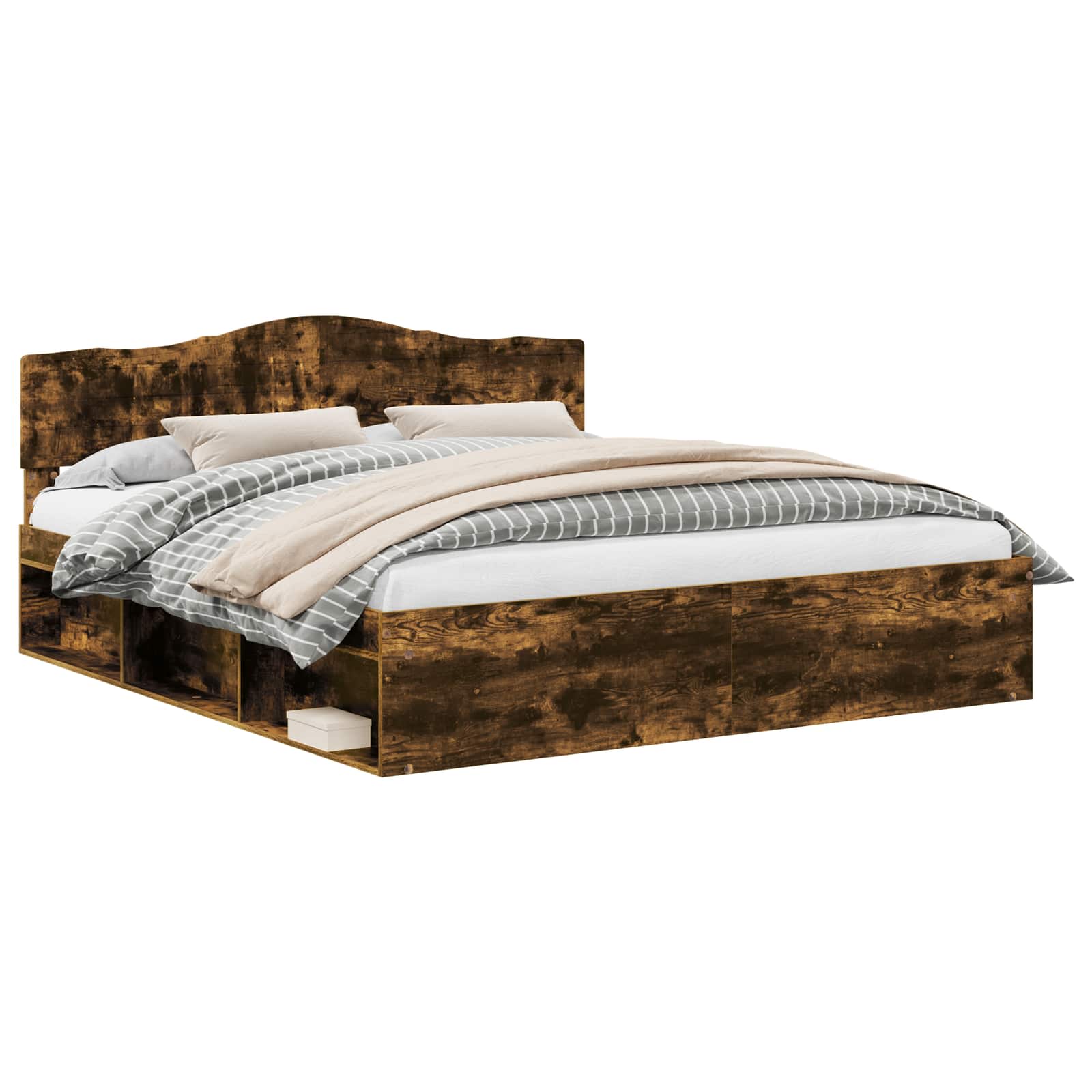 vidaXL Ramka łóżka Dąb wędzony 180 x 200 cm Lite drewno sosnowe
