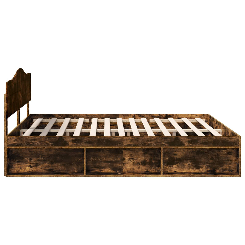 vidaXL Ramka łóżka Dąb wędzony 180 x 200 cm Lite drewno sosnowe