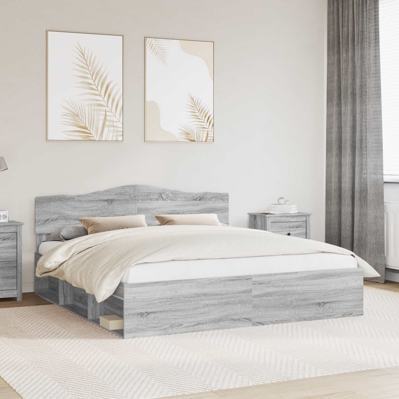 vidaXL Ramka łóżka Szary Sonoma 180 x 200 cm Lite drewno sosnowe