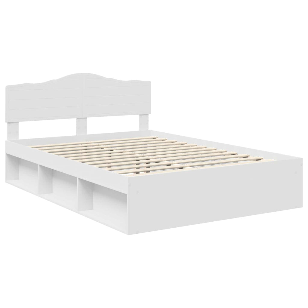 vidaXL Ramka łóżka Z zagłówkiem Biały 160 x 200 cm Lite drewno sosnowe