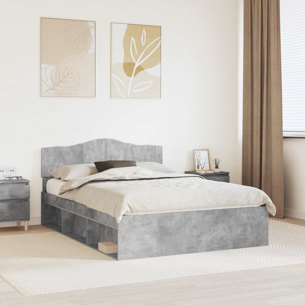 vidaXL Ramka łóżka Betonowy 160 x 200 cm Lite drewno sosnowe