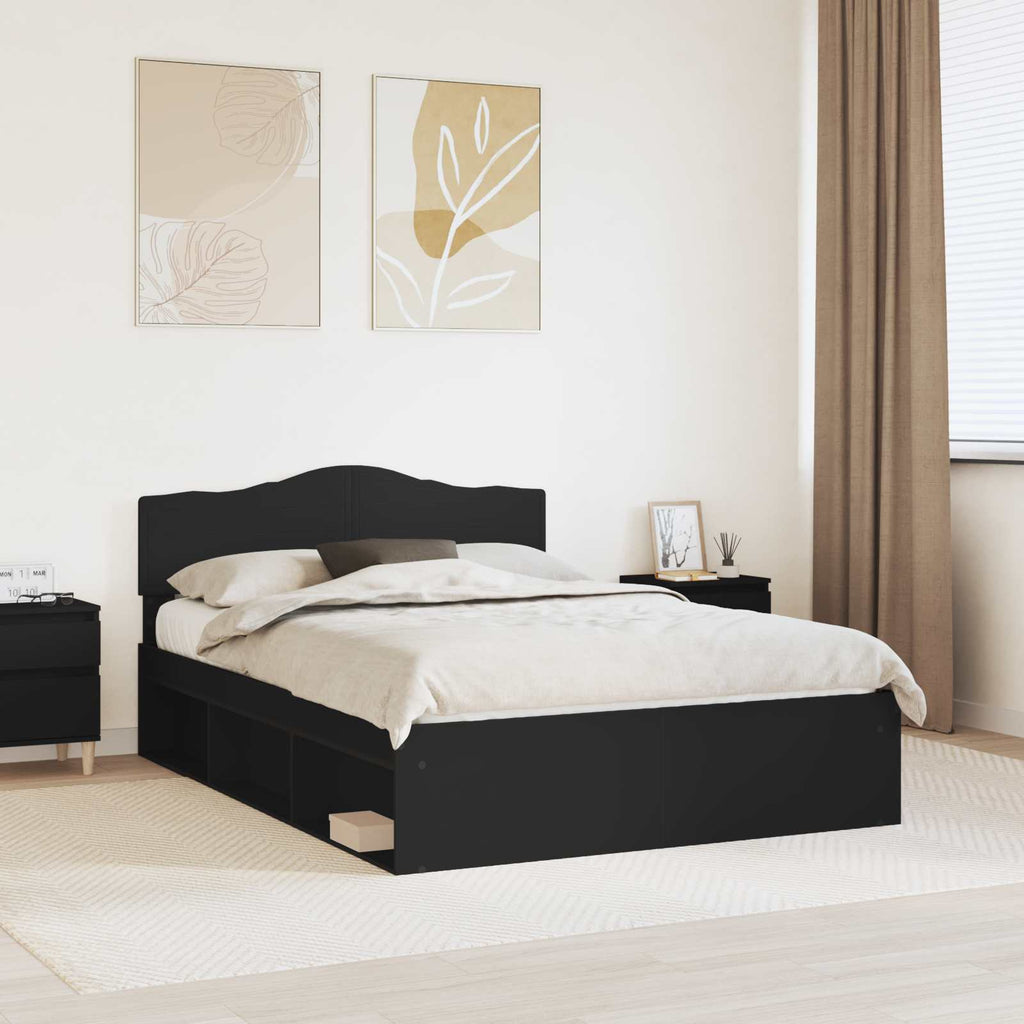 vidaXL Ramka łóżka Czarny 150 x 200 cm Lite drewno sosnowe