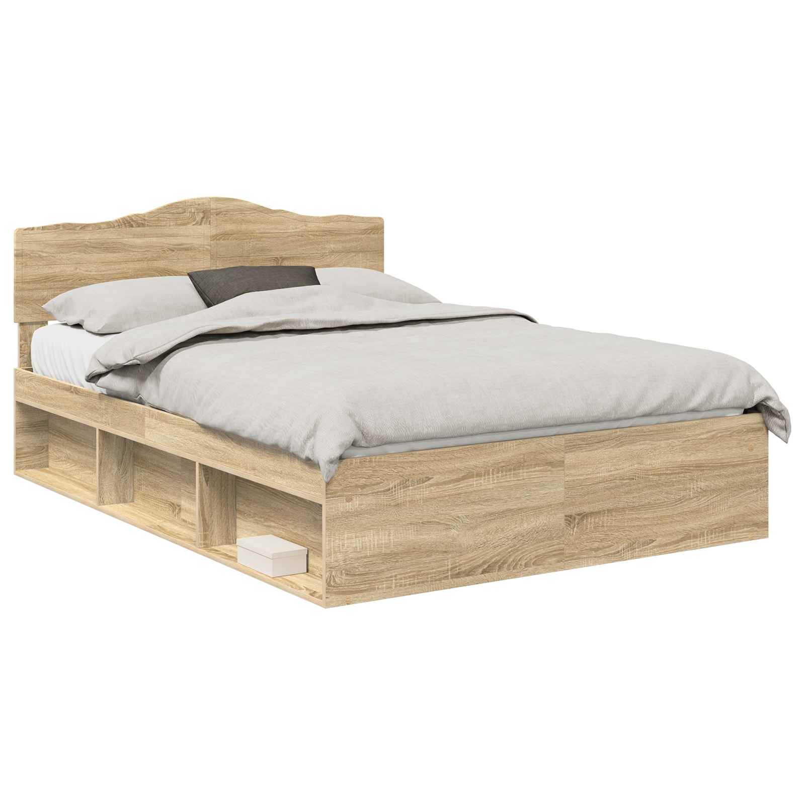 vidaXL Ramka łóżka Dąb Sonoma 150 x 200 cm Lite drewno sosnowe
