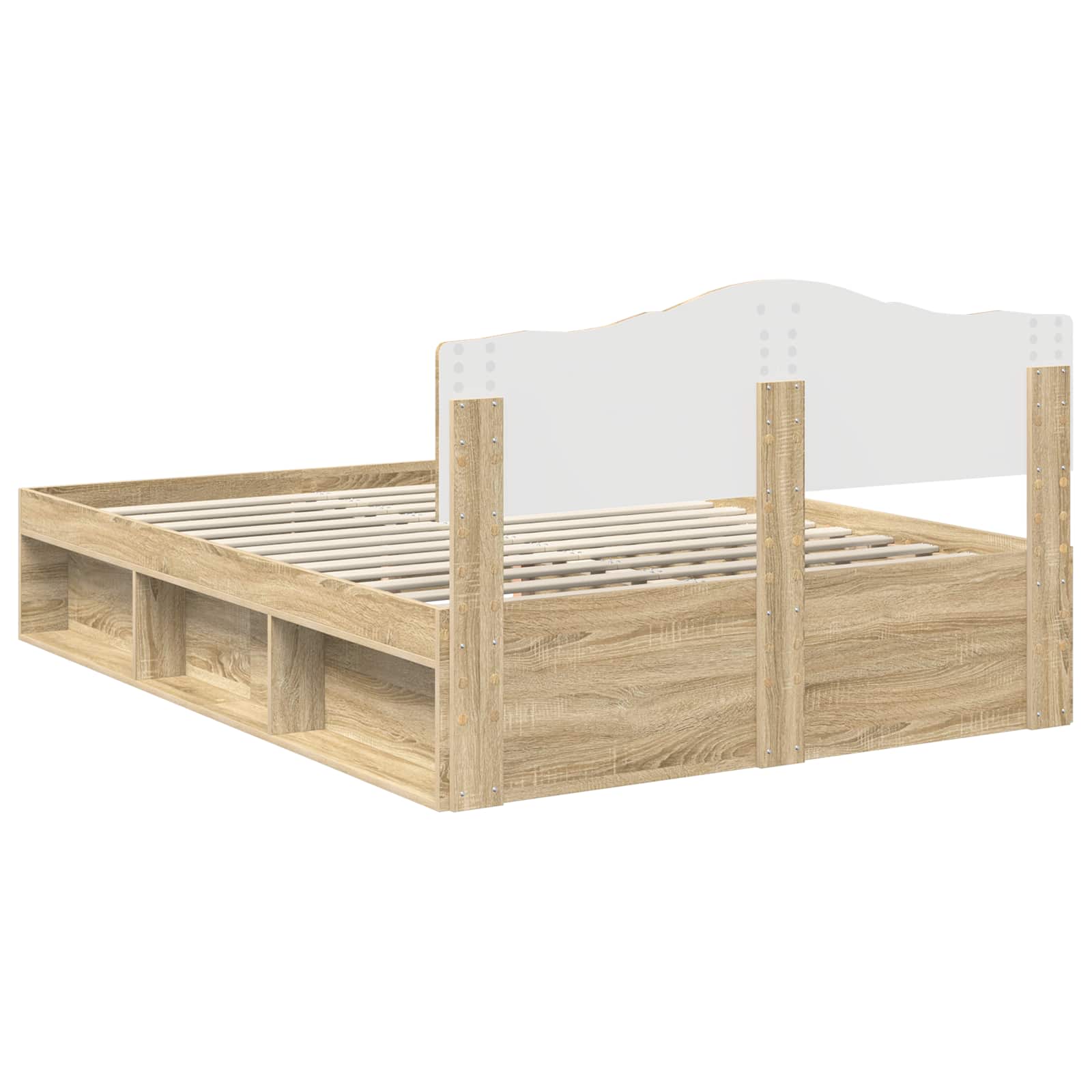 vidaXL Ramka łóżka Dąb Sonoma 150 x 200 cm Lite drewno sosnowe