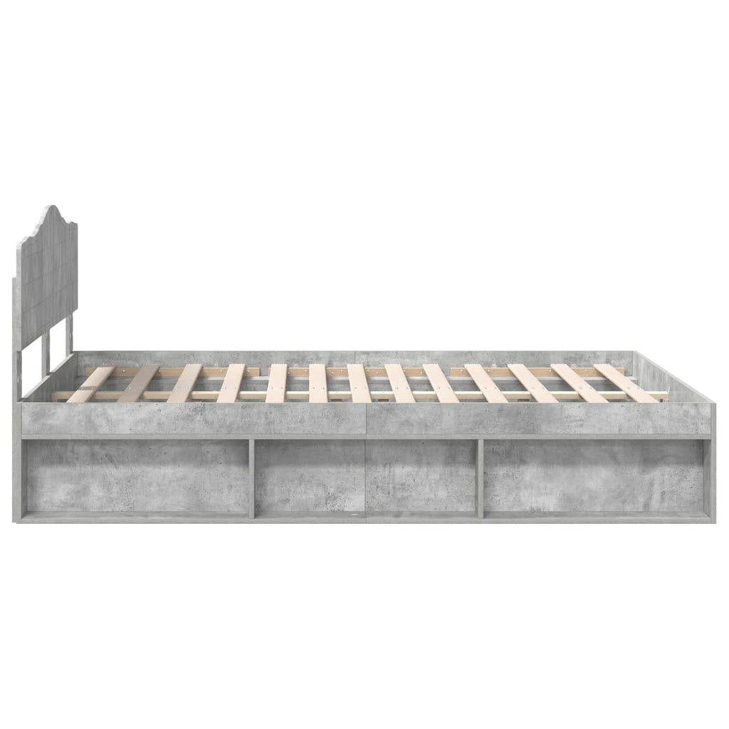 vidaXL Ramka łóżka Szary beton 150 x 200 cm Lite drewno sosnowe