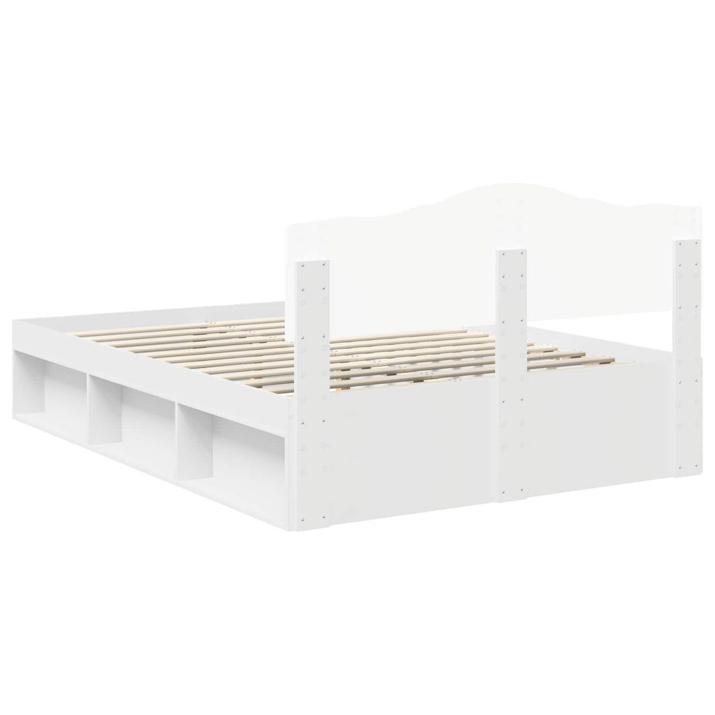 vidaXL Ramka łóżka Z zagłówkiem Biały 140 x 200 cm Lite drewno sosnowe