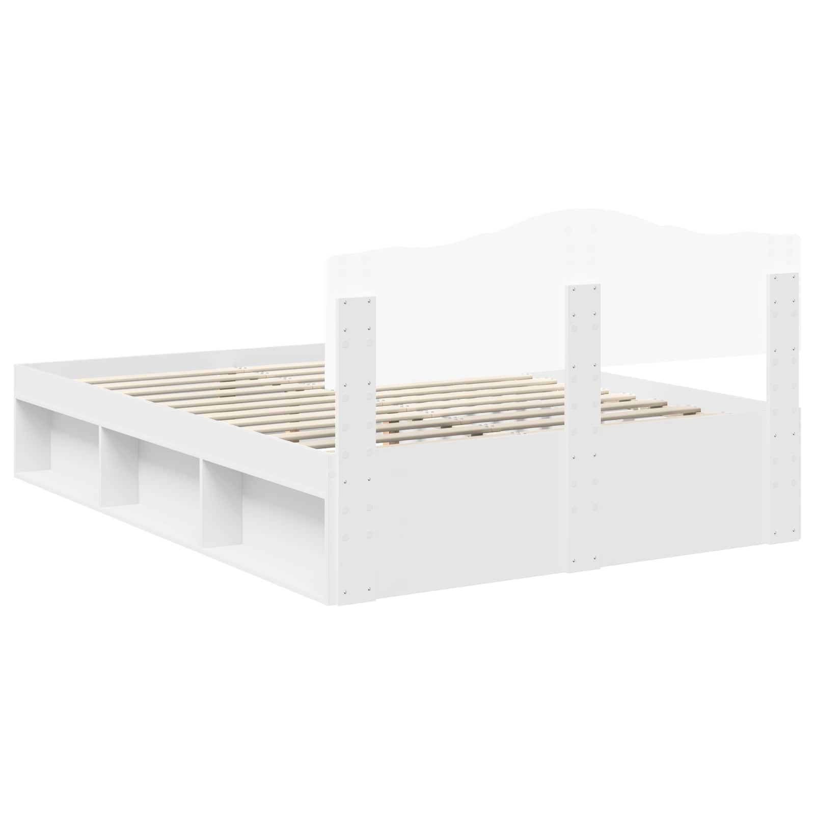 vidaXL Ramka łóżka Z zagłówkiem Biały 140 x 200 cm Lite drewno sosnowe