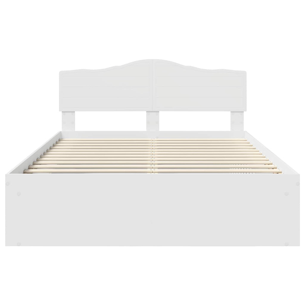 vidaXL Ramka łóżka Z zagłówkiem Biały 140 x 200 cm Lite drewno sosnowe