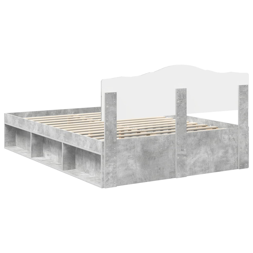 vidaXL Ramka łóżka Betonowy 140 x 200 cm Lite drewno sosnowe