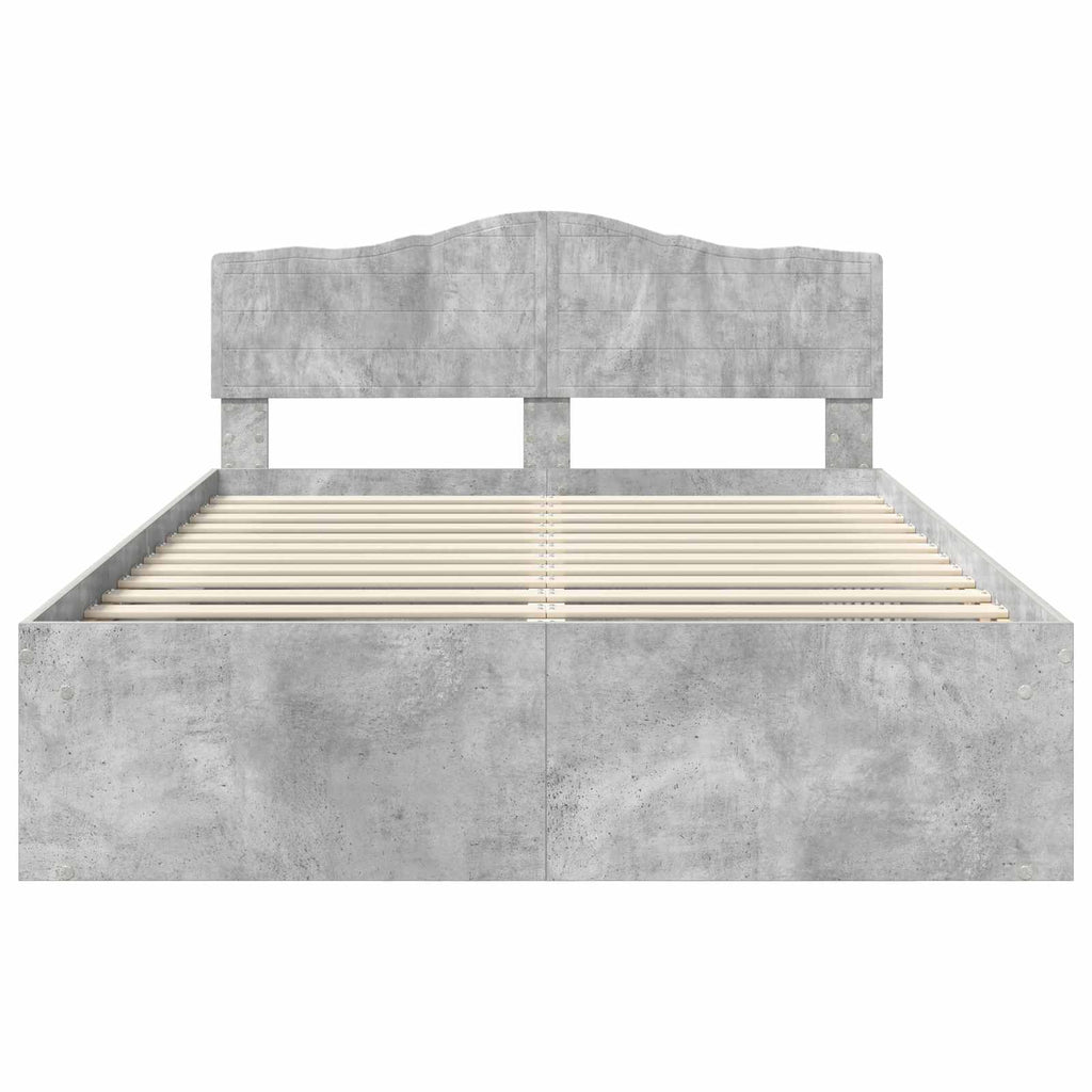 vidaXL Ramka łóżka Betonowy 140 x 200 cm Lite drewno sosnowe