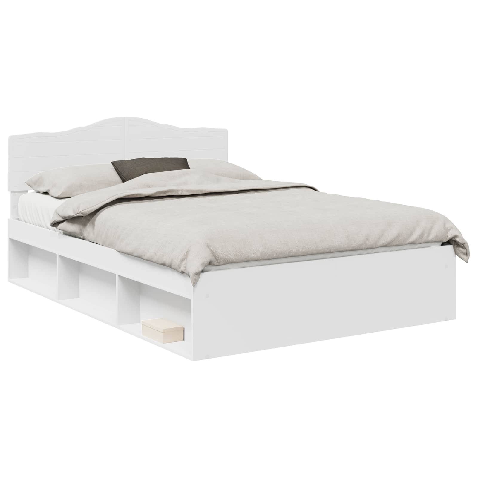 vidaXL Ramka łóżka Z zagłówkiem Biały 140 x 190 cm Lite drewno sosnowe