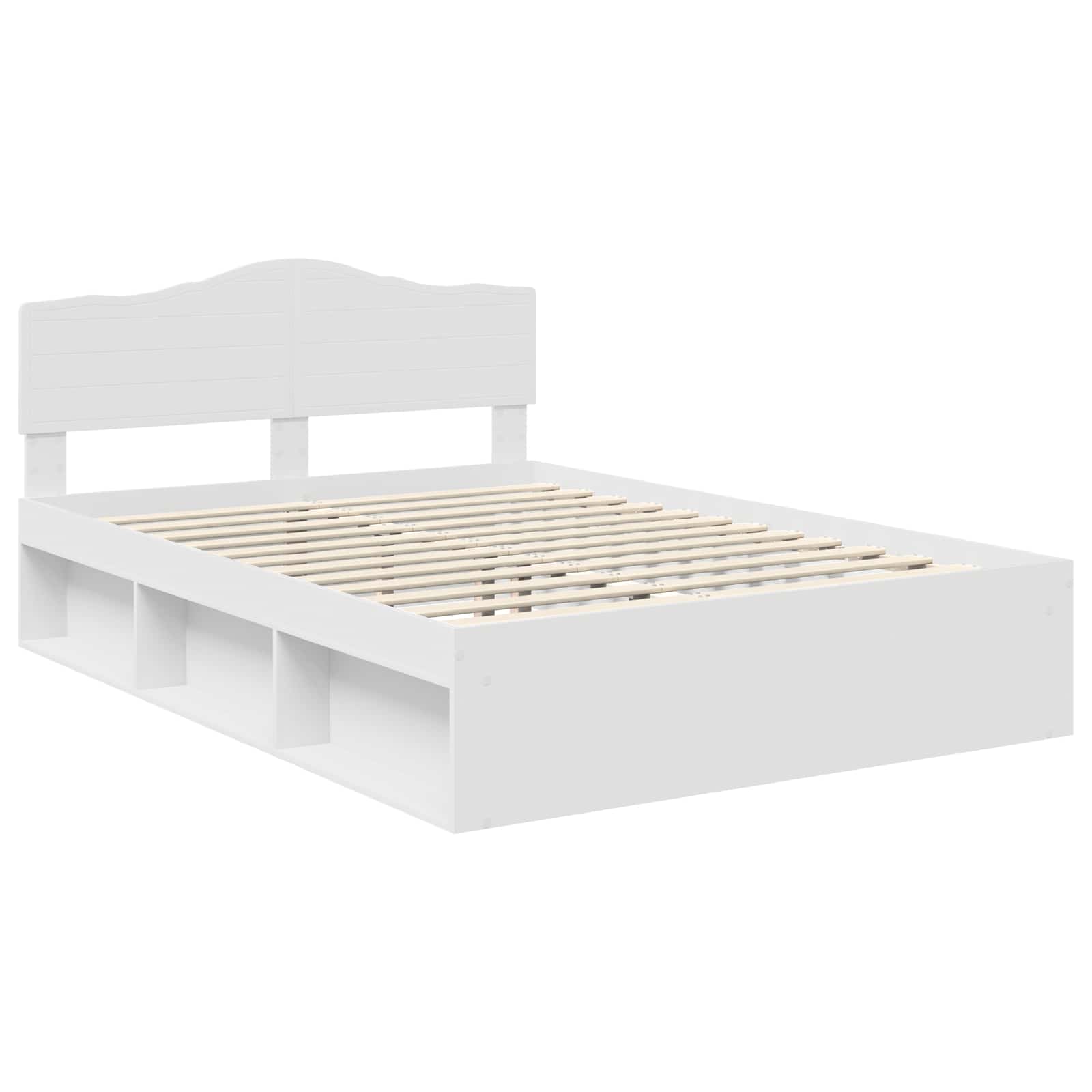 vidaXL Ramka łóżka Z zagłówkiem Biały 140 x 190 cm Lite drewno sosnowe