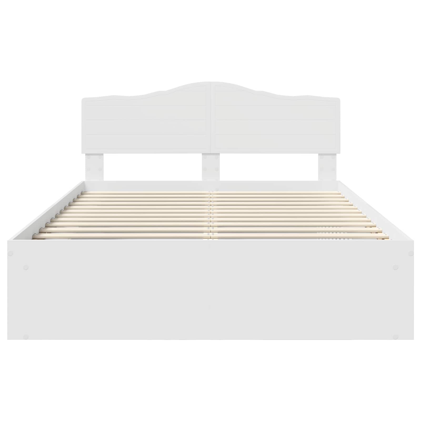 vidaXL Ramka łóżka Z zagłówkiem Biały 140 x 190 cm Lite drewno sosnowe