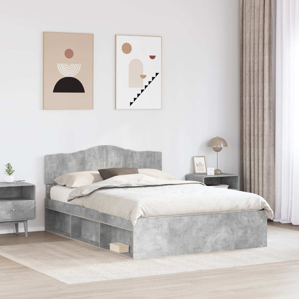 vidaXL Ramka łóżka Betonowy 140 x 190 cm Lite drewno sosnowe