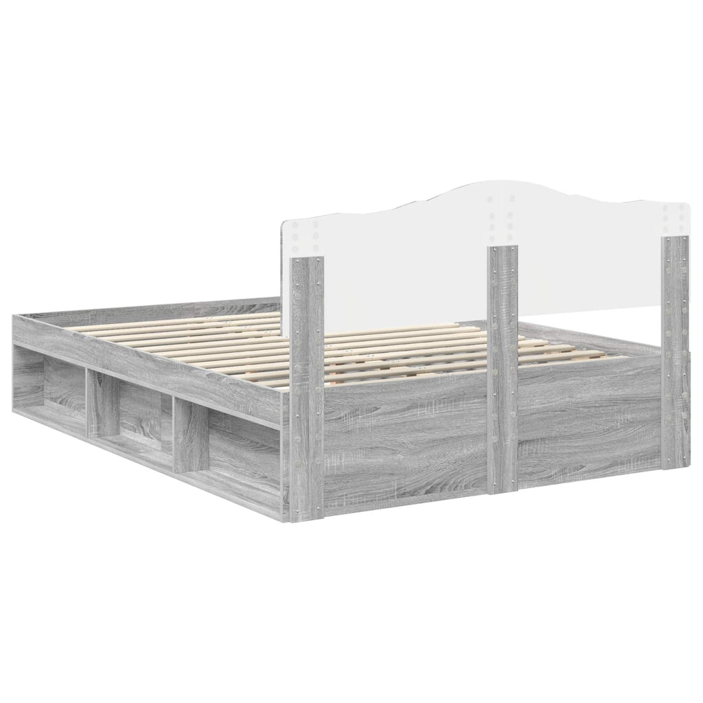 vidaXL Ramka łóżka Szary Sonoma 140 x 190 cm Lite drewno sosnowe