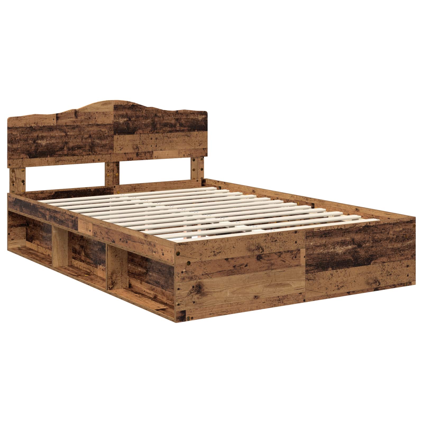 vidaXL Ramka łóżka Stare drewno 140 x 190 cm Lite drewno sosnowe
