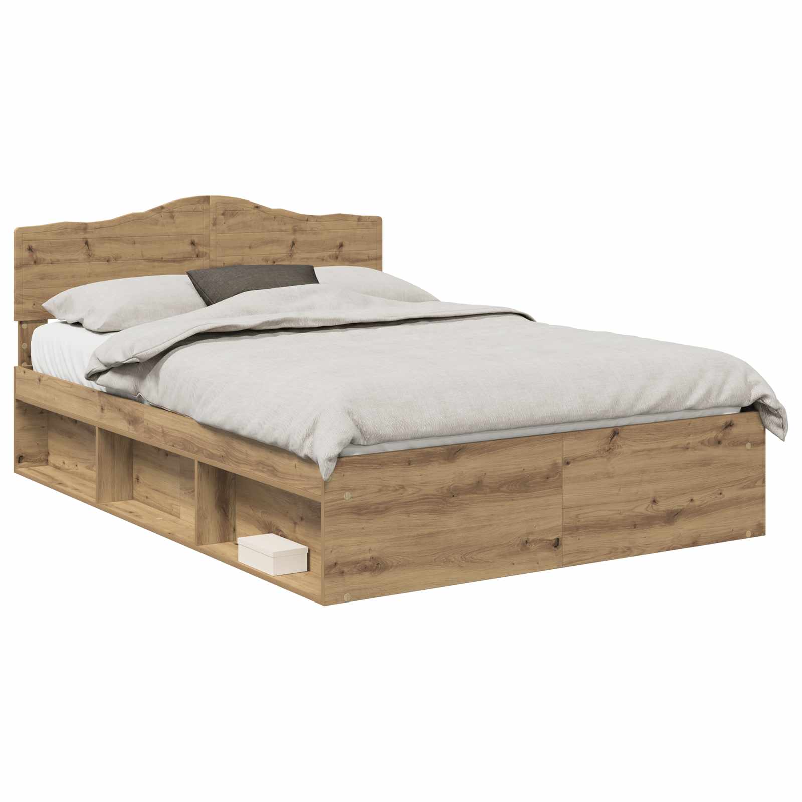 vidaXL Ramka łóżka Dąb rzemieślniczy 140 x 190 cm Lite drewno sosnowe