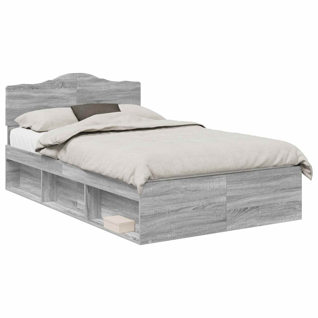vidaXL Ramka łóżka Szary Sonoma 135 x 190 cm Lite drewno sosnowe