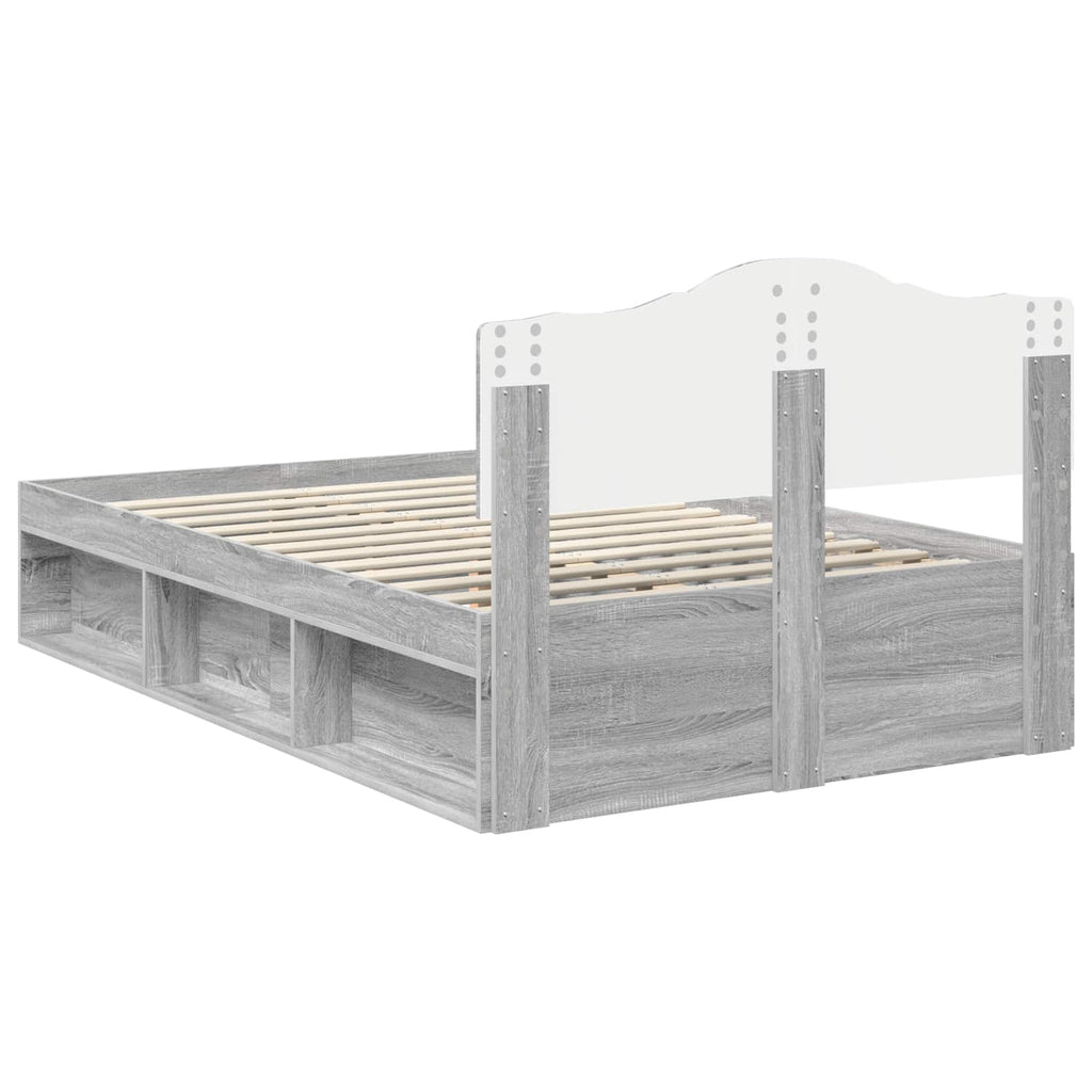 vidaXL Ramka łóżka Szary Sonoma 135 x 190 cm Lite drewno sosnowe