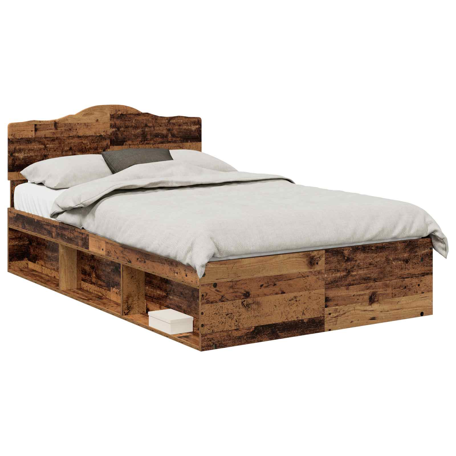 vidaXL Ramka łóżka Stare drewno 135 x 190 cm Lite drewno sosnowe