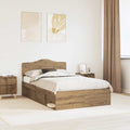 vidaXL Ramka łóżka Dąb rzemieślniczy 135 x 190 cm Lite drewno sosnowe